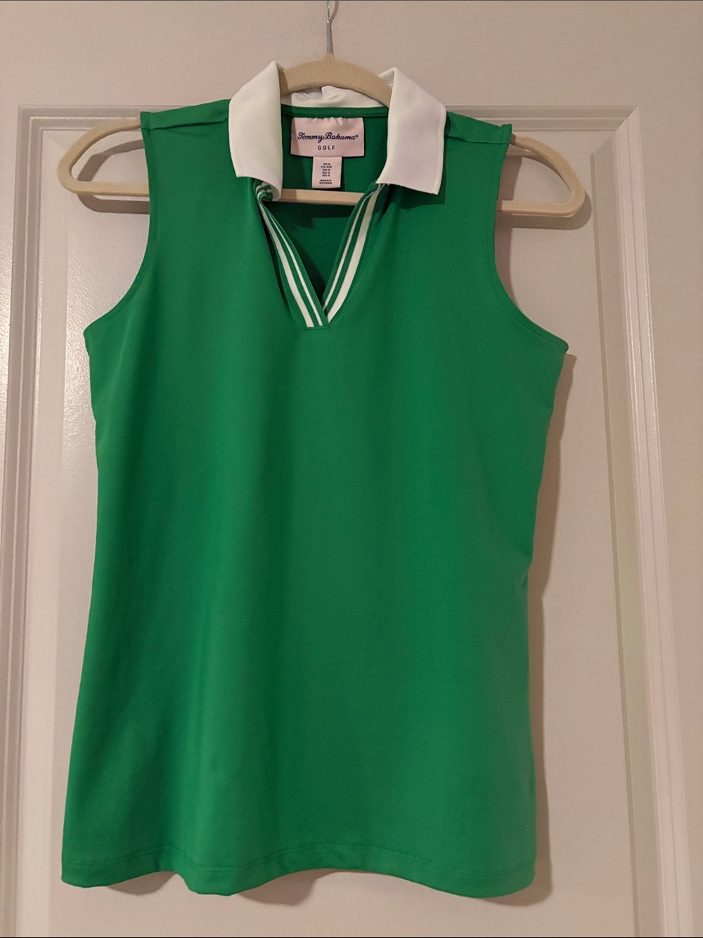Tommy Bahama Green Sleeveless Polo Tank with White Collar